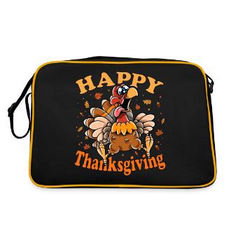Thanksgiving Funny Turkey Happy Turkey Day - Retro Tasche - Schwarz/Gold - Hinten