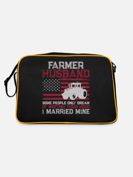 Farming Farmer Husband Tractor - Retro Bag - black/gold - Back