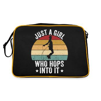 Funny Skipping Rope Springseil Nur ein Mädchen, da - Retro Tasche - Schwarz/Gold - Hinten