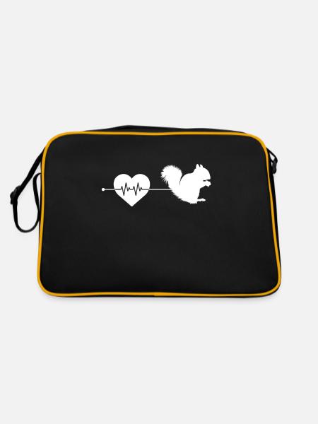 Squirrel heartbeat - Retro Bag - black/gold - Back