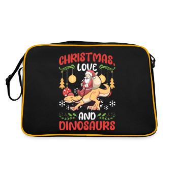 Dino Boy Boy Children Christmas Love Dinosaurs - Retro Bag - black/gold - Back