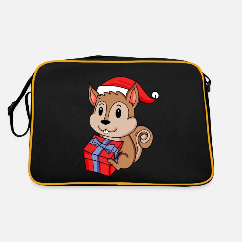 Bébé écureuil de Noël avec cadeau Sac Retro