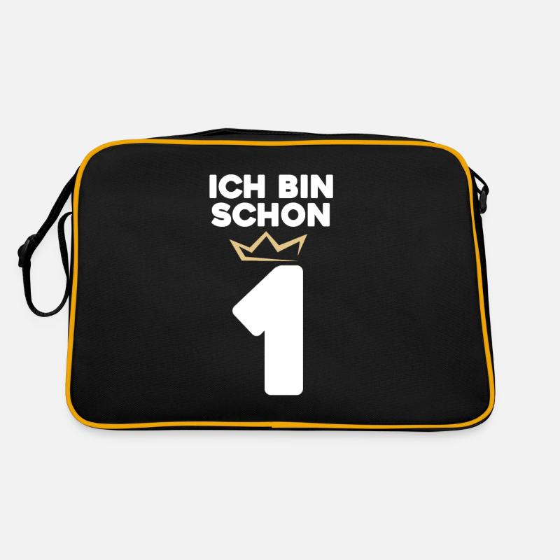 1 Geburtstag - 1 Jahre mit Krone - Retro Tasche - Schwarz/Gold