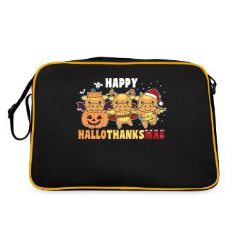 Happy Hallothanksmas Drache Weihnachts Drachen - Retro Tasche - Schwarz/Gold - Hinten