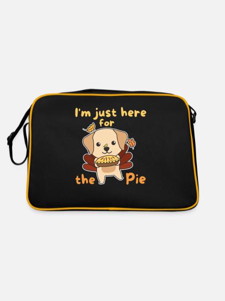 thanksgiving day outfits turkey Labrador with pie - Retro Bag - black/gold - Back