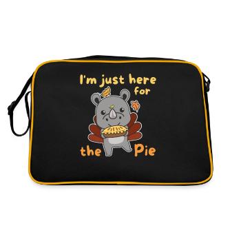 thanksgiving day outfits turkey rhino with pie - Retro Bag - black/gold - Back