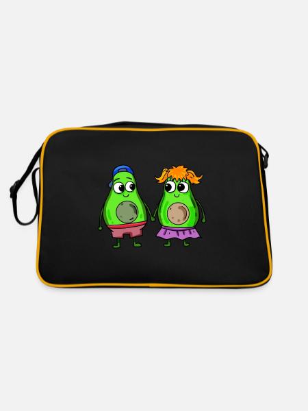 Avocado Paar - Retro Tasche - Schwarz/Gold