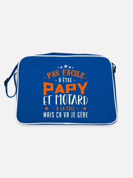 Papy motard moto - Sac Retro - bleu/blanc - Dos
