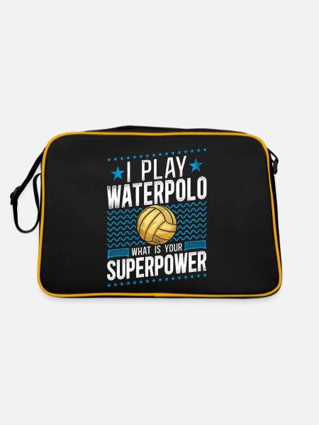 Water Polo Vintage I Play Water - Retro Tasche - Schwarz/Gold - Hinten