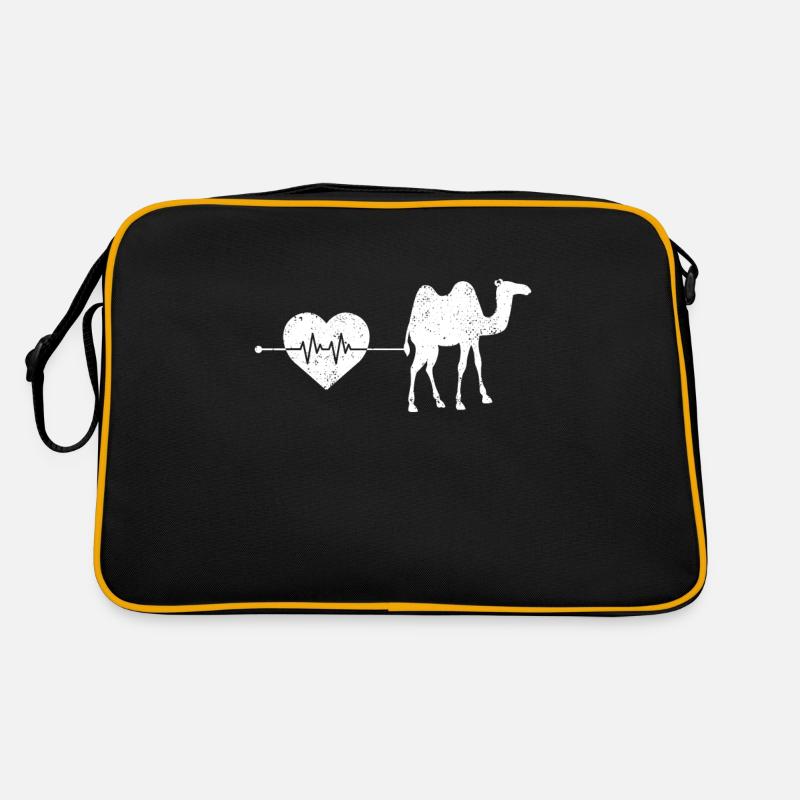 Dromedar Kamel Herzschlag - Retro Tasche - Schwarz/Gold