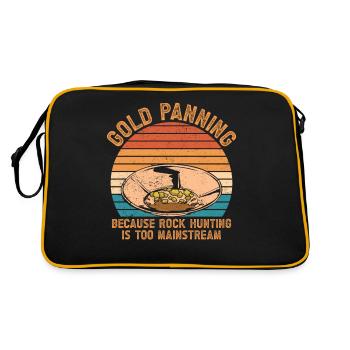 Lustige Goldwäscher Goldsucher Goldgräber Bagger - Retro Tasche - Schwarz/Gold - Hinten