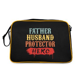 Father husband protector hero | gift - Sac Retro - noir/or - Dos