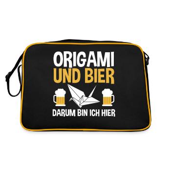 Origami und Bier darum bin ich hier - Retro Tasche - Schwarz/Gold - Hinten