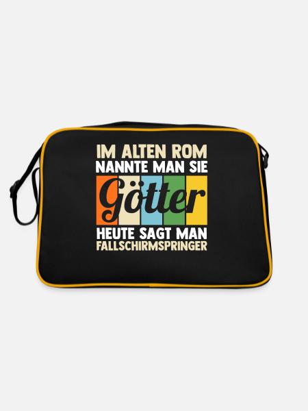 Fallschirmspringer Paragliding Fallschirmspringen - Retro Tasche - Schwarz/Gold - Hinten