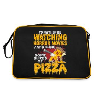 Pizza Lover I'd Rather Be Watching Horror Movies - Retro Bag - black/gold - Back