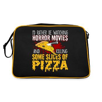 Pizza Lover I'd Rather Be Watching Horror Movies - Retro Bag - black/gold - Back