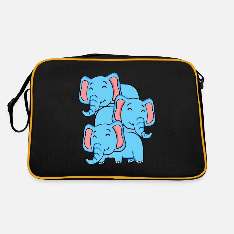 Niedliche Elefanten - Elefant - Retro Tasche - Schwarz/Gold