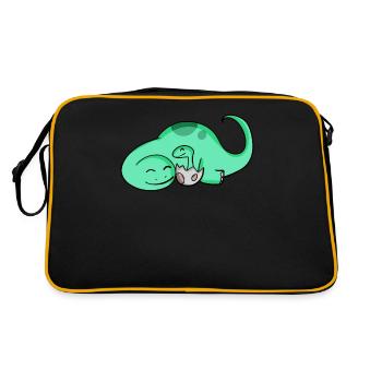Dinosaur with baby dinosaur - Retro Bag - black/gold - Back