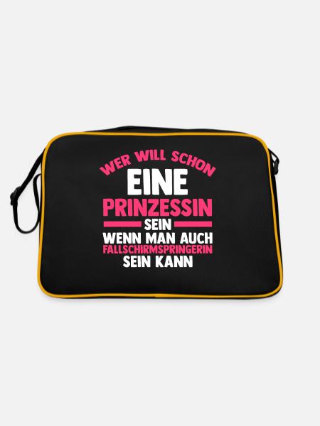 Fallschirmspringer Prinzessin Fallschirmspringen - Retro Tasche - Schwarz/Gold - Hinten