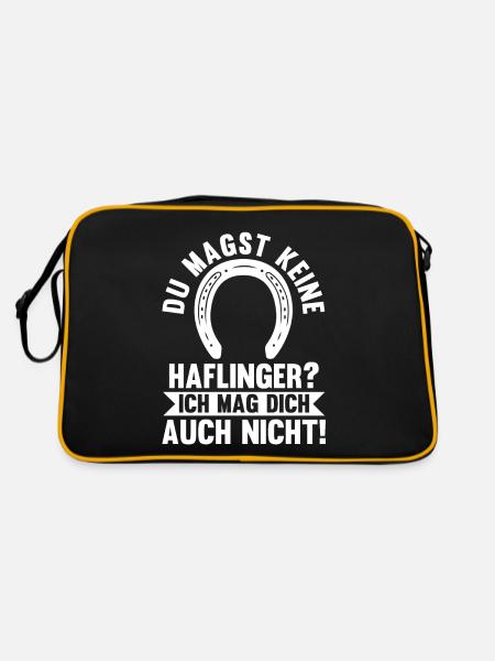 Pferd Reitsport Reiten Pferdesport Haflinger - Retro Tasche - Schwarz/Gold - Hinten