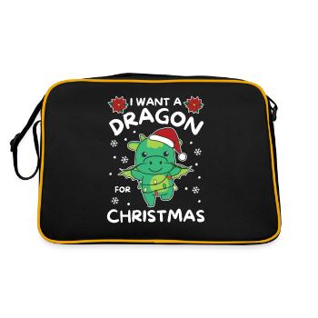 Je veux un dragon pour Noël dragons mignons - Sac Retro - noir/or - Dos