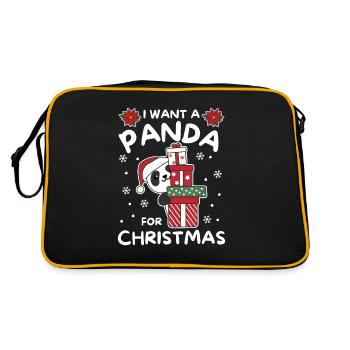 Je veux un panda pour Noël pandas mignons - Sac Retro - noir/or - Dos