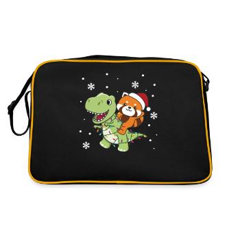Red Panda Trex Christmas Snow Winter Animals - Retro Bag - black/gold - Back