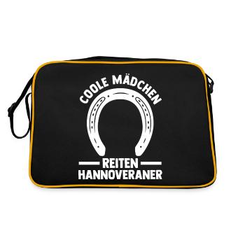 Pferd Reitsport Reiten Pferdesport Hannoveraner - Retro Tasche - Schwarz/Gold - Hinten