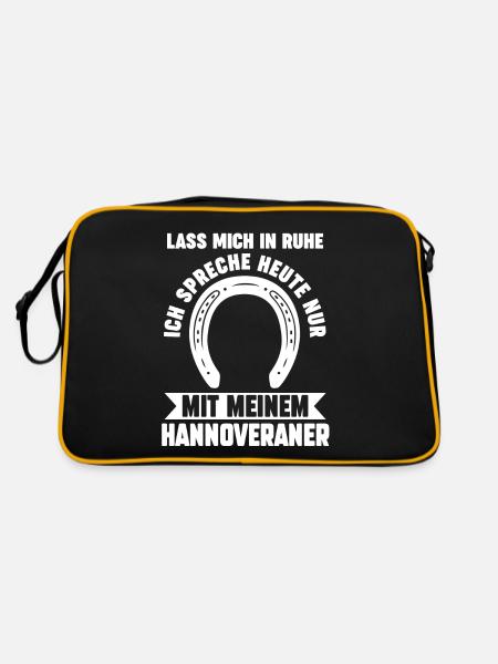 Pferd Reitsport Reiten Pferdesport Hannoveraner - Retro Tasche - Schwarz/Gold - Hinten