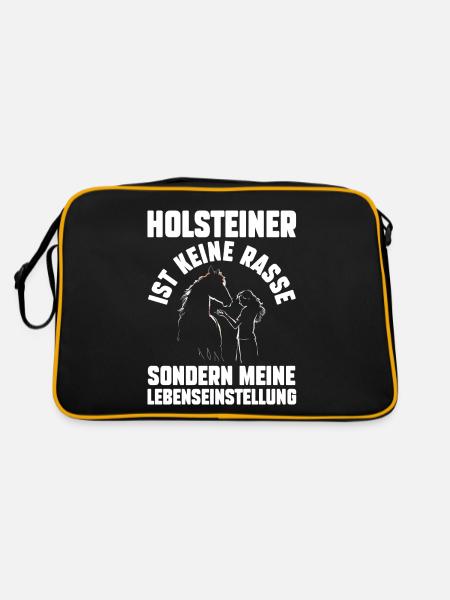 Pferd Reitsport Reiten Pferdesport Holsteiner - Retro Tasche - Schwarz/Gold