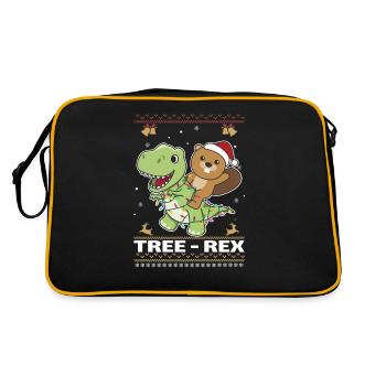 Merry Christmas ugly christmas Biber Tree Rex - Retro Tasche - Schwarz/Gold - Hinten