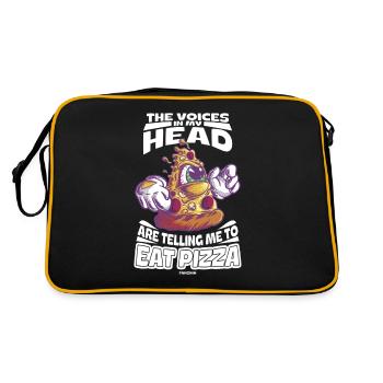 The Voices In My Head Are Telling Me To Eat Pizza - Retro Tasche - Schwarz/Gold - Hinten