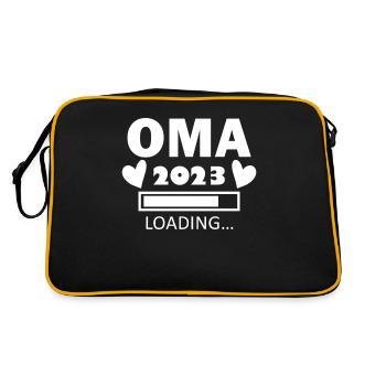 Oma 2023 - Werdende Oma 2023 - Oma Loading - Retro Tasche - Schwarz/Gold - Hinten