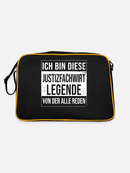 Richtern Geburtstag geboren Legende Justizfachwirt - Retro Tasche - Schwarz/Gold - Hinten