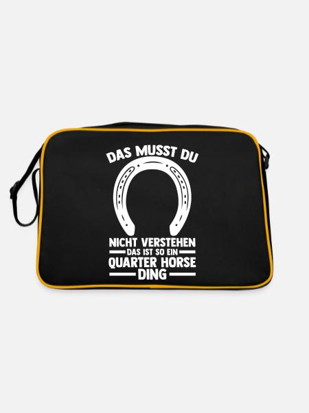 Pferd Reitsport Reiten Pferdesport Quarter Horse - Retro Tasche - Schwarz/Gold - Hinten