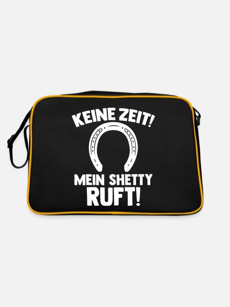 Pferd Reitsport Reiten Pferdesport Shetty - Retro Tasche - Schwarz/Gold - Hinten