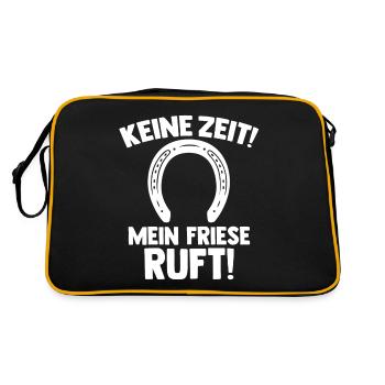 Pferd Reitsport Reiten Pferdesport Friese - Retro Tasche - Schwarz/Gold - Hinten
