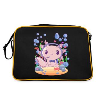 Axolotl joue sous l’eau - Sac Retro - noir/or - Dos