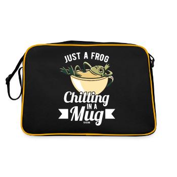 Just A Frog Chilling In A Mug - Retro Tasche - Schwarz/Gold - Hinten
