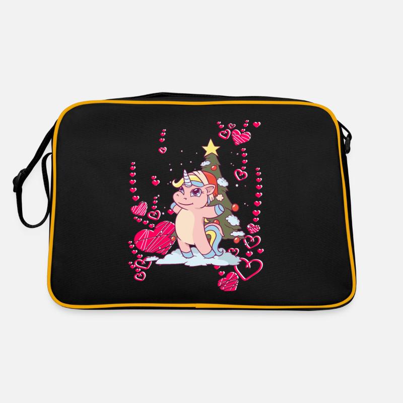 Unicorn Christmas Tree Snow Winter Retro Bag