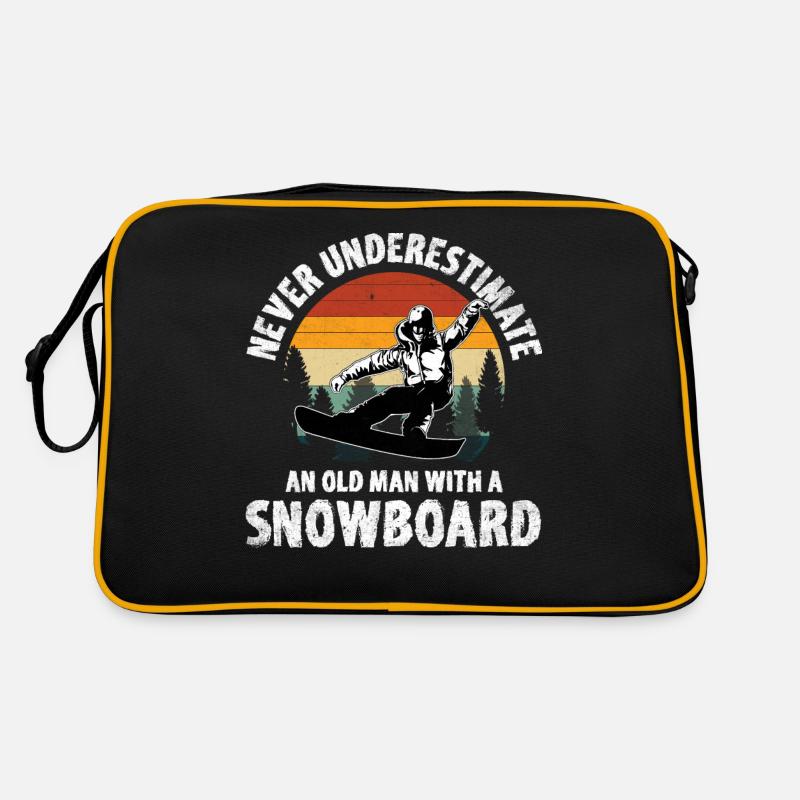 Never Underestimate An Old Man With A Snowboard Retro Tasche