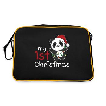 Panda Weihnachten Pandas my 1st Christmas - Retro Bag - black/gold - Back
