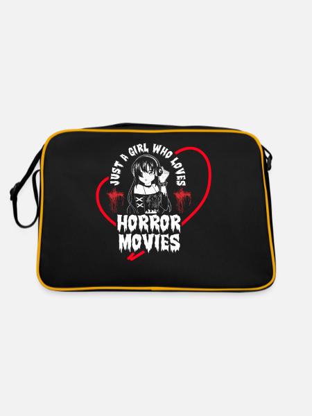 Just a Girl who loves Horror Movies - Retro Tasche - Schwarz/Gold - Hinten