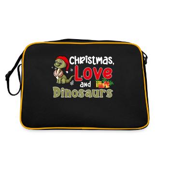 Dino Boy Boy Children Christmas Love Dinosaurs - Retro Bag - black/gold - Back