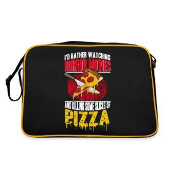 Pizza Lover I'd Rather Be Watching Horror Movies - Retro Bag - black/gold - Back