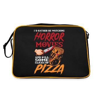 Pizza Lover I'd Rather Be Watching Horror Movies - Retro Bag - black/gold - Back