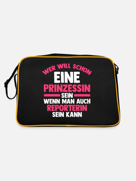 Journalistik Journalist Prinzessin Reporterin - Retro Tasche - Schwarz/Gold - Hinten