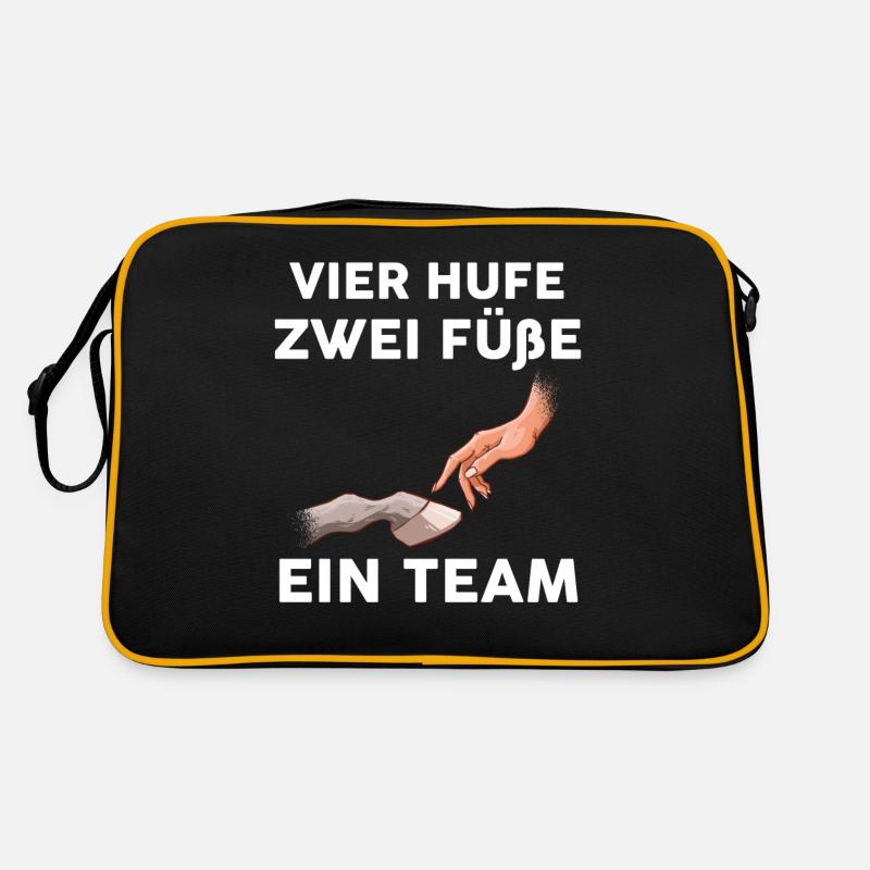 Reiten Reiter Pferd Pferde - Retro Tasche - Schwarz/Gold