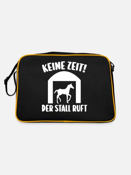 Reiten Reiter Pferd Pferde - Retro Tasche - Schwarz/Gold - Hinten