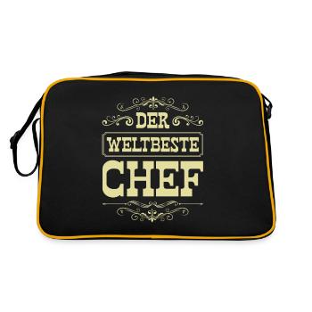 Weltbester Chef - Retro Tasche - Schwarz/Gold - Hinten